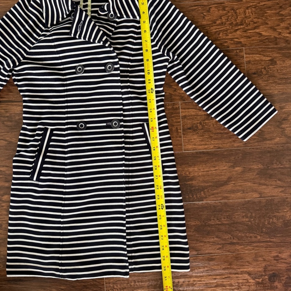 CAbi Striped Double Breasted Trench Jacket Navy White Size S Style 5151 - Picture 11 of 15